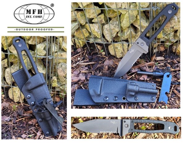 Messer Set - "Scorpion" -  G10 Griff - Schwarz - Kydex Scheide - Feuerstarter
