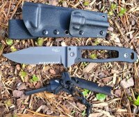 Messer Set - "Scorpion" -  G10 Griff - Schwarz - Kydex Scheide - Feuerstarter