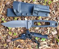 Messer Set - "Scorpion" -  G10 Griff - Schwarz - Kydex Scheide - Feuerstarter