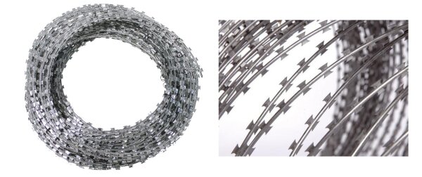 Original Natodraht - Stacheldraht -  Metall Verzinkt - ca. 50 m Länge - ca.30 cm Durchmesser