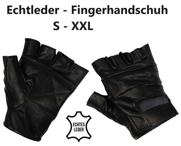 Lederhandschuhe Deluxe -  Ohne Finger - Belüftungsschlitze - Lederbesatz innen - Unisex
