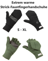 Strick-Faust-Fingerhandschuhe - Extra Warm - Abklappbare...