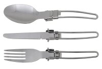 3er Wanderset - Messer Gabel Löffel - Klappbar - 2Cr14 Edelstahl - Superleicht