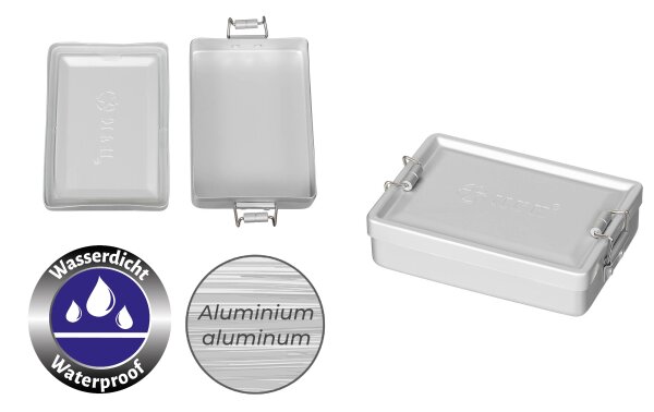 Aluminium Box - Wasserdicht - ca. 13,3 x 9,2 x 3,4 cm - hochstabil