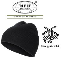 Roll(strick)mütze - Feinripp- Gestrickt - Schwarz -...