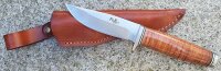 Fahrtenmesser - 3Cr13 Stahl - Glattschliff -  Ledergriff - Lederscheide