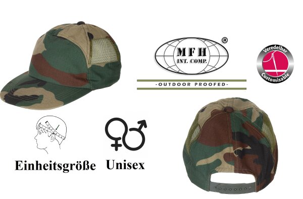 US Cap - Schirmmütze - Seitliches Netz - Größenverstellbar - Unisex - Woodland