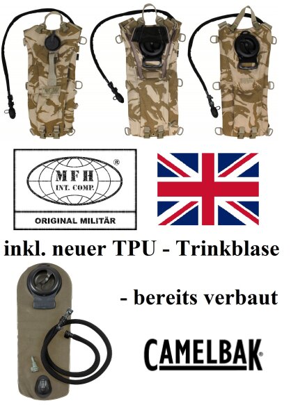 Original CamelBak - Trinkrucksack - ca. 2,4 Liter - Desert - Original Militär - inkl. neuer Trinkblase