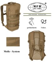 Daypack - Kleiner 15 Liter Rucksack - Mollesystem -...