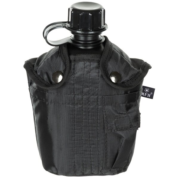 US Feldflasche - 1 Liter - BPA - frei - inkl. Tragehülle - Schwarz