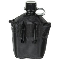 US Feldflasche - 1 Liter - BPA - frei - inkl. Tragehülle - Schwarz