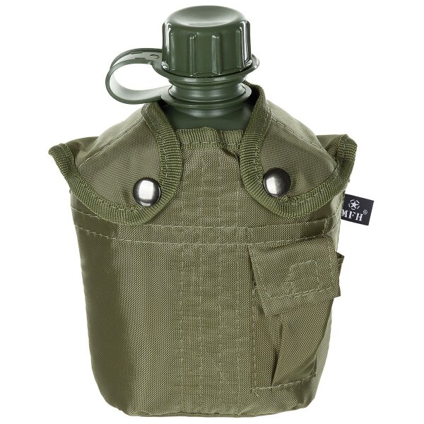 US Feldflasche - 1 Liter - BPA - frei - inkl. Tragehülle - Oliv