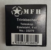 Trinkbecher -  Faltbar - Teleskop - Edelstahl - 4 cl