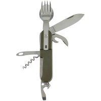 Taschenmesser - mit Gabel und Löffel - Steckbar - Glattschliff - Nylontasche inkl. Gürtelschlaufe