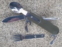 Taschenmesser - mit Gabel und Löffel - Steckbar - Glattschliff - Nylontasche inkl. Gürtelschlaufe