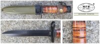 MFH US Bajonett M4 Gewehr - Ledergriff - geschwärzte...