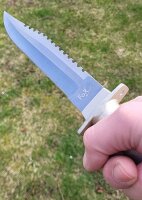 FoX Feldmesser - Klinge aus 3Cr13 Stahl mit Glattschliff + Sägerücken - Alu Griff