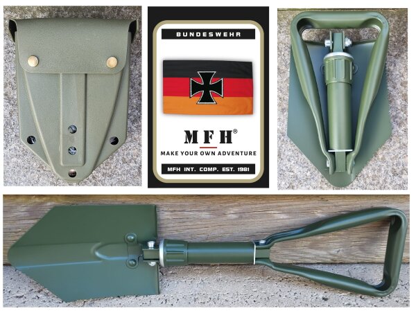 Bundeswehr Klappspaten - 3 teilig - auch als Hacke verwendbar