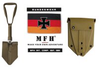 Bundeswehr Klappspaten - 3 teilig - auch als Hacke verwendbar - Coyote Tan