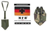 Bundeswehr Klappspaten - 3 teilig - auch als Hacke verwendbar - Tasche Gebraucht