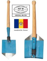 Rumänischer Klappspaten - Holzstiel - Blau - Original Militär