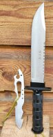 Überlebensmesser "Jungle II" - Schleuder – Alugriff - Survivalausrüstung im Griff + Multitool in der Scheide - Oliv