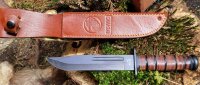 USMC Kampfmesser - geschwärzte Klinge aus 3Cr13 Stahl - Ledergriff und Lederscheide