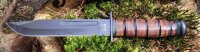 USMC Kampfmesser - geschwärzte Klinge aus 3Cr13 Stahl - Ledergriff und Lederscheide