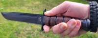 USMC Kampfmesser - geschwärzte Klinge aus 3Cr13 Stahl - Ledergriff und Lederscheide