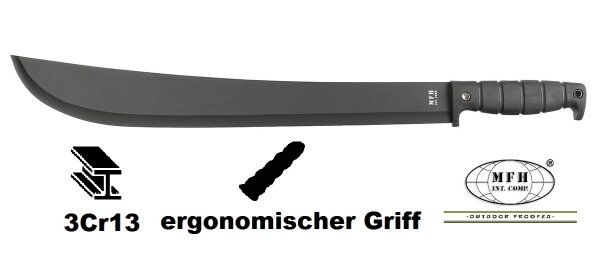 Machete "Kongo" - rutschfester Gummigriff  - 3Cr13 Stahl -  extra lang - Klinge: ca. 44 cm