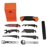 Überlebensset "Special" - Suvivalset - 27 teilig - Orange - inkl. stoßfester Plastikbox mit Gürtelhalter