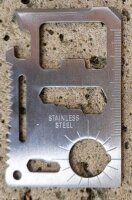Multifunktions-Survival-Tool - 11 Funktionen – Kreditkartentool - Edelstahl - 6,8 x 4,5 cm - 30 g