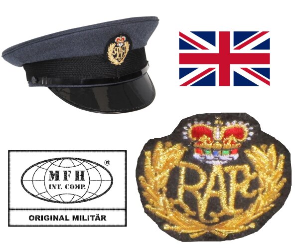 Britische Schirmmütze - Royal Airforce - RAF - inklusive Abzeichen - Neuwertig - Original Militär