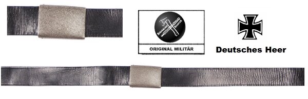 Deutsche Bundeswehr Ledergürtel - Gebraucht - Schwarz – Kastenschloss - Heer - Original Militär - Größe: