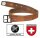 Schweizer Armee Ledergürtel - ca.3,3cm - Gebraucht - Braun - Metallschnalle - Original Militär