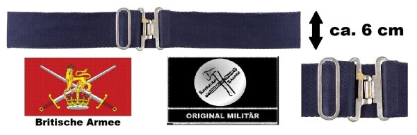 Britische Armee Gürtel / Koppel - ca.6cm - ca.110 cm - Gebraucht - Blau– Metallschnalle - Original Militär