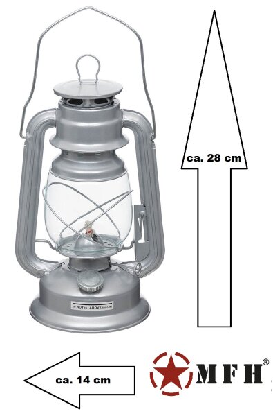 Petroleumlampe - Sturmlaterne - Tragehenkel - Zinkfarben - Not(fall)laterne