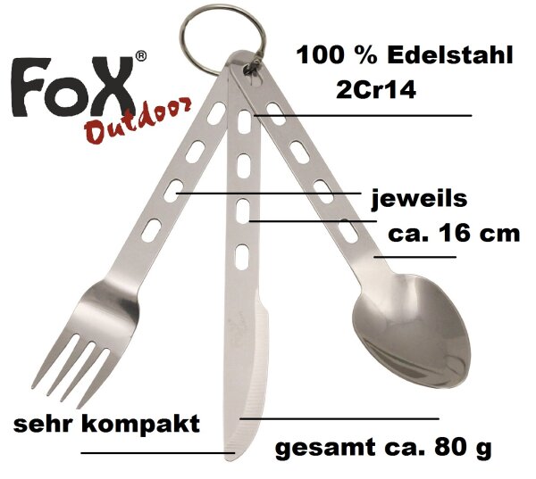 Essbesteck - Extra Leicht - 80 g - 100 % Edelstahl (2Cr14) - 3teilig - Messer / Gabel / Löffel
