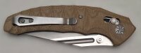 Klappmesser - geschraubte Micarta-Griffschalen -  Klinge aus 8Cr14Mov Stahl - Klinge: ca. 9,5 cm - Glattschliff