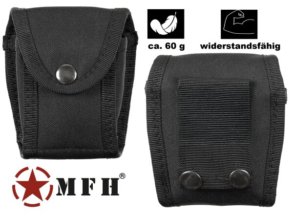 Profi Handschellen - Etui - Schwarz - mit Gürtelschlaufe und Druckknopfverschluss - sehr leicht - sehr widerstandsfähig