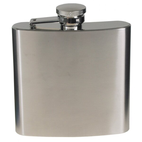 Flachmann - 100% Edelstahl  - 6 OZ = 170ml - Chrom Matt - geruchs- und geschmacksneutral