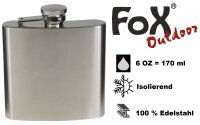 Flachmann - 100% Edelstahl  - 6 OZ = 170ml - Chrom Matt -...
