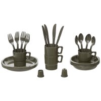Camping Kunststoffgeschirr - Set - 26teilig - Oliv - ca....