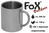 Tasse - Outdoorbecher - 100 % Edelstahl - ca. 250 ml -...