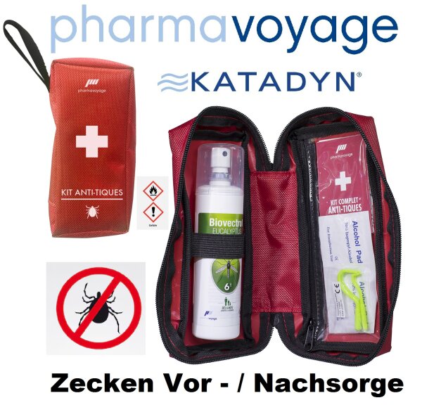 Pharmavoyage® Erste Hilfe Anti - Zecken - Notfallset - Schutz vor und zur Behandlung nach Zeckenbissen - First Aid Anti - Tick