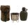 NL Holländische Feldflaschen Set - ca. 0,8 Liter - Kunststoff - inkl. Metall Becher mit Klappgriffen - DPM Bezug - Original Militär