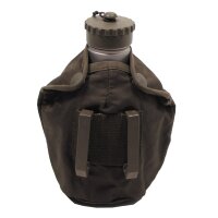 Österreichische Feldflasche - ca. 0,9 Liter - 100 % Aluminium - inkl. Nylon - Bezug Oliv - Original Militär