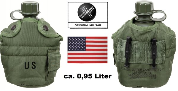 US Feldflasche - ca. 0,95 Liter - Kunststoff - Neu Import -  inkl. original US Bezug, Oliv, gebraucht - Original Militär