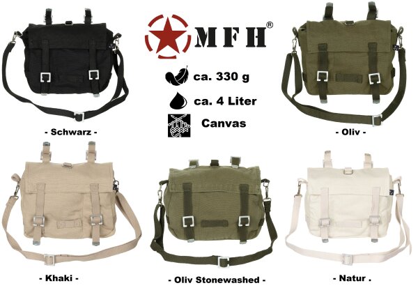 MFH Bundeswehr Kampftasche - Canvas - Klein - ca. 4 Liter - ca. 330 g - ca. 24 x 20 x 8 cm