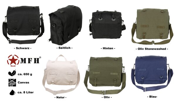MFH Bundeswehr Kampftasche - Canvas - Groß - ca. 8 Liter - ca. 650  g - ca.  32 x 23 x 12 cm